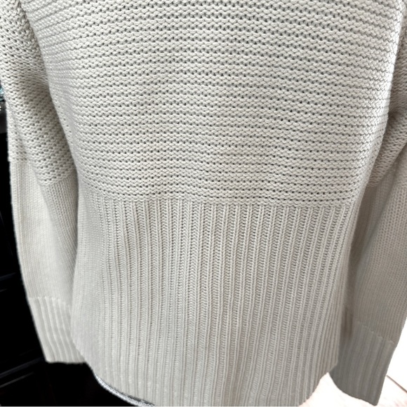 Chelsea & Theodore Oyster Faux Suede Sherpa Open Front Cardigan Sweater M - Picture 10 of 16